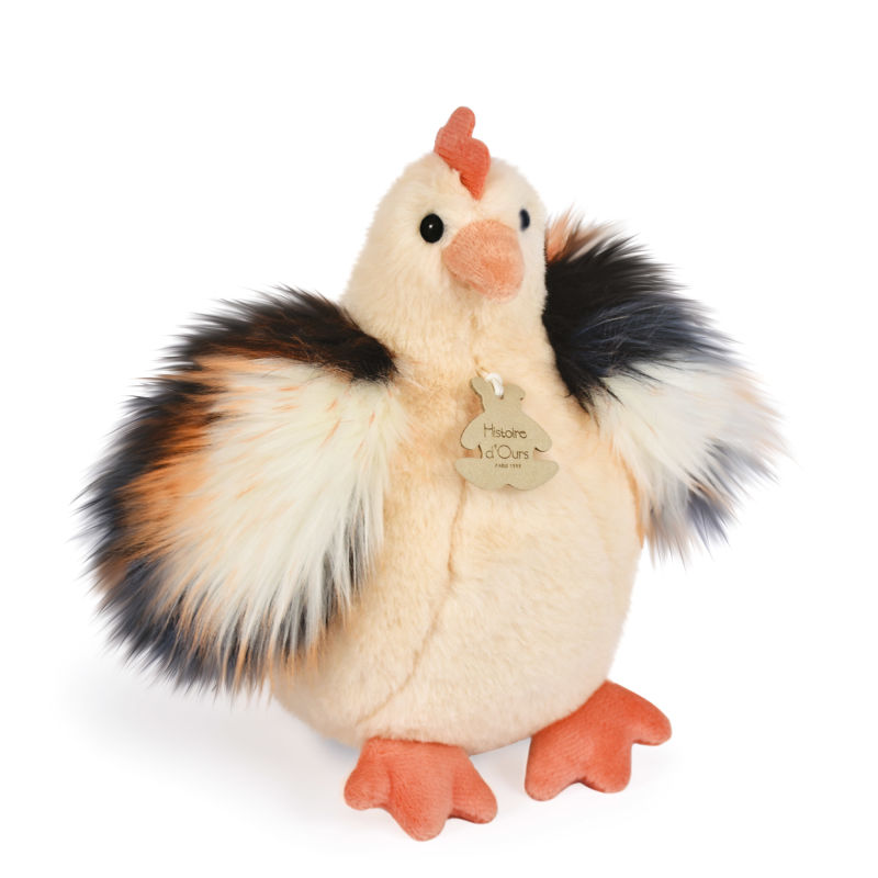  - ferme - peluche poule beige 20 cm 